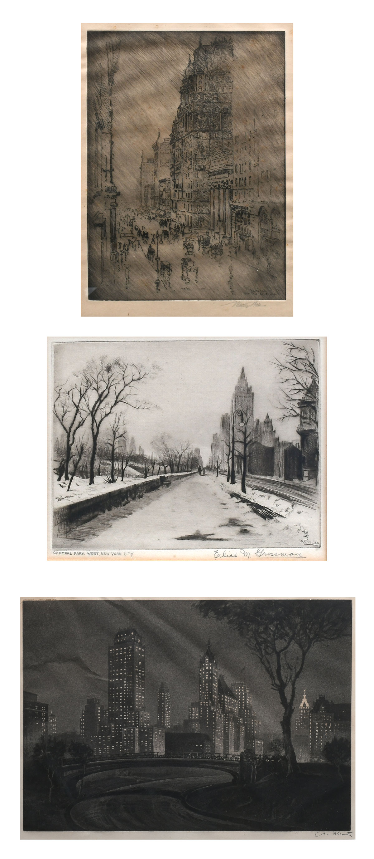 Appraisal: THREE PIECE NEW YORK CITY ETCHING LOT To include Walter