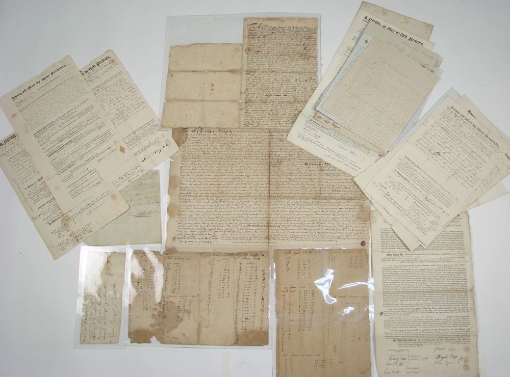 Appraisal: ASSORTED MASSACHUSETTS DEEDS WILLS LETTERS AND OTHER LEGAL DOCUMENTS Mostly