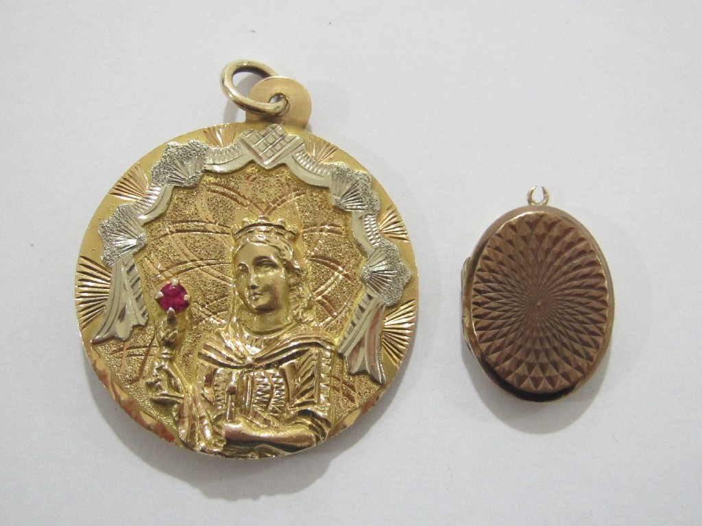 Appraisal: Yellow metal religious pendant test for ct gold Approximately gms