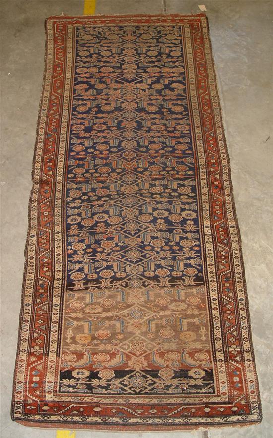 Appraisal: Antique Herati Oriental Carpet Navy field with extreme abrash at