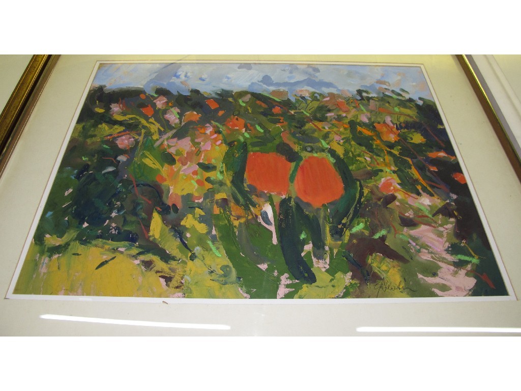 Appraisal: Gouache 'Field of Flowers' indistinctly signed