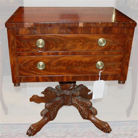 Appraisal: American Empire Mahogany Work Table Estimate -