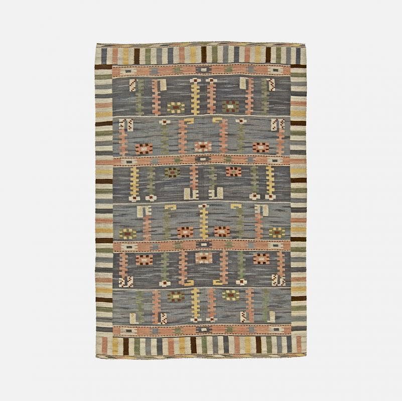 Appraisal: Marta Maas-Fjetterstrom Standaren flatweave carpet Marta Maas-Fjetterstrom Standaren flatweave carpet