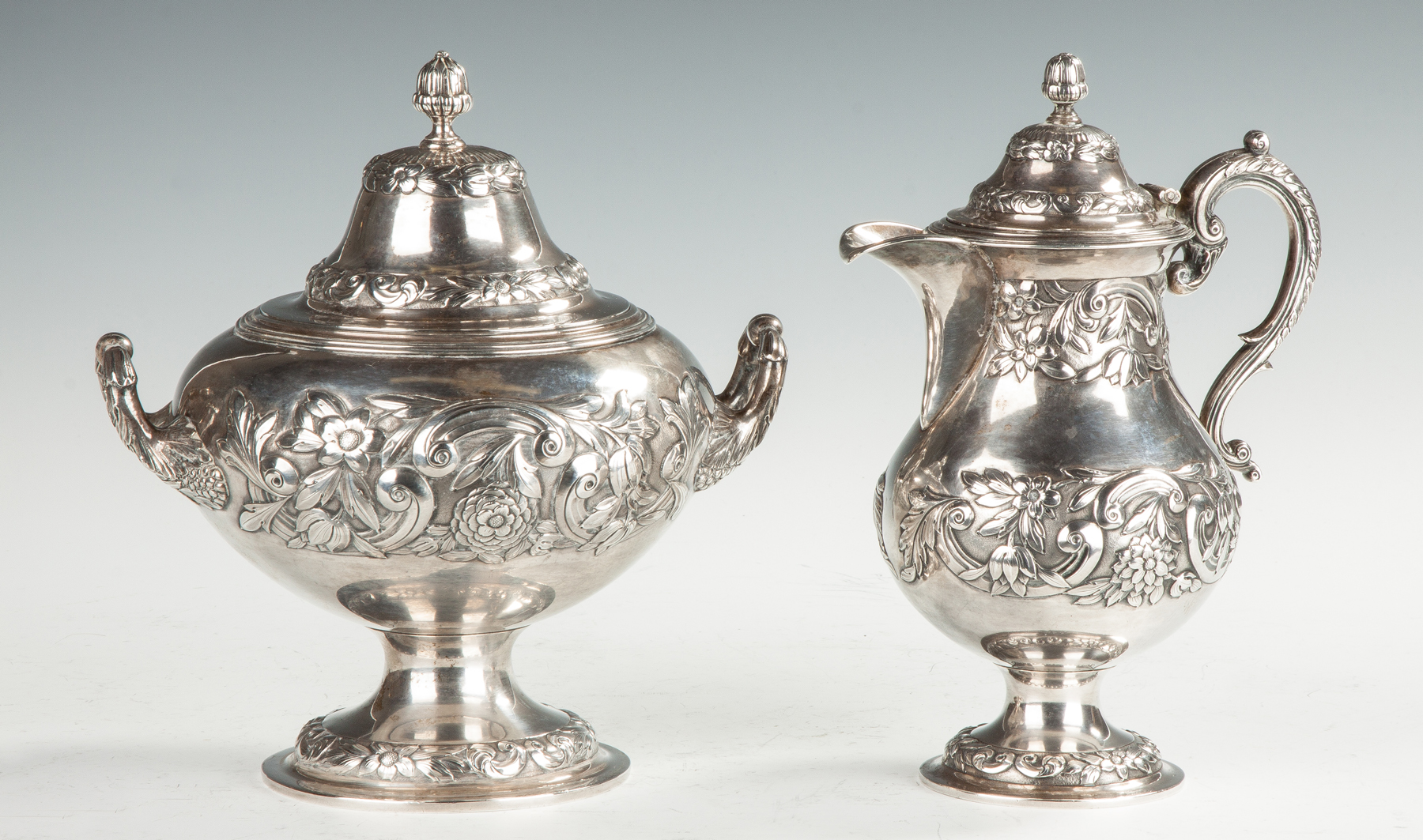 Appraisal: Thomas Fletcher Philadelphia Coin Silver Sugar Bowl Creamer C Repousse