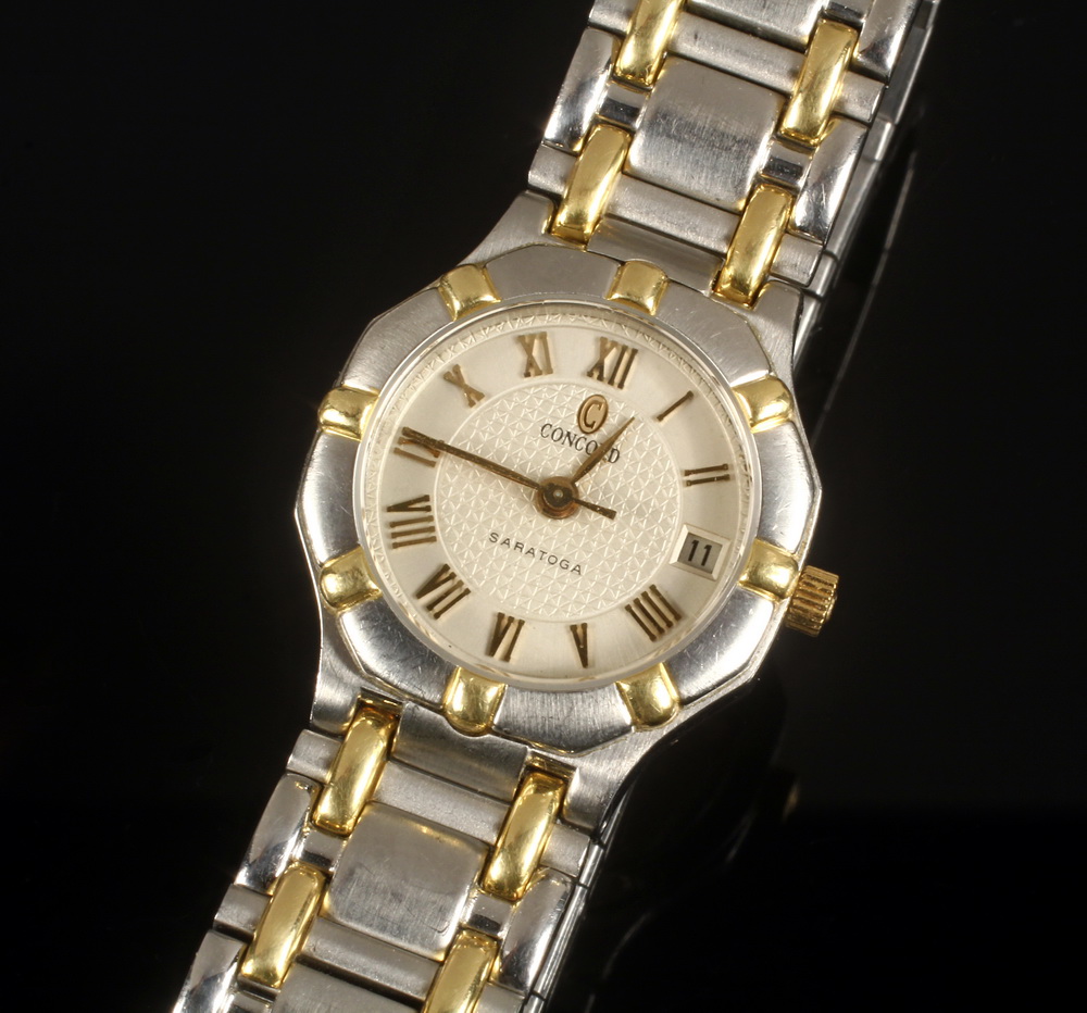 Appraisal: LADY'S WRISTWATCH - Concord Saratoga Model Stainless Steel and K