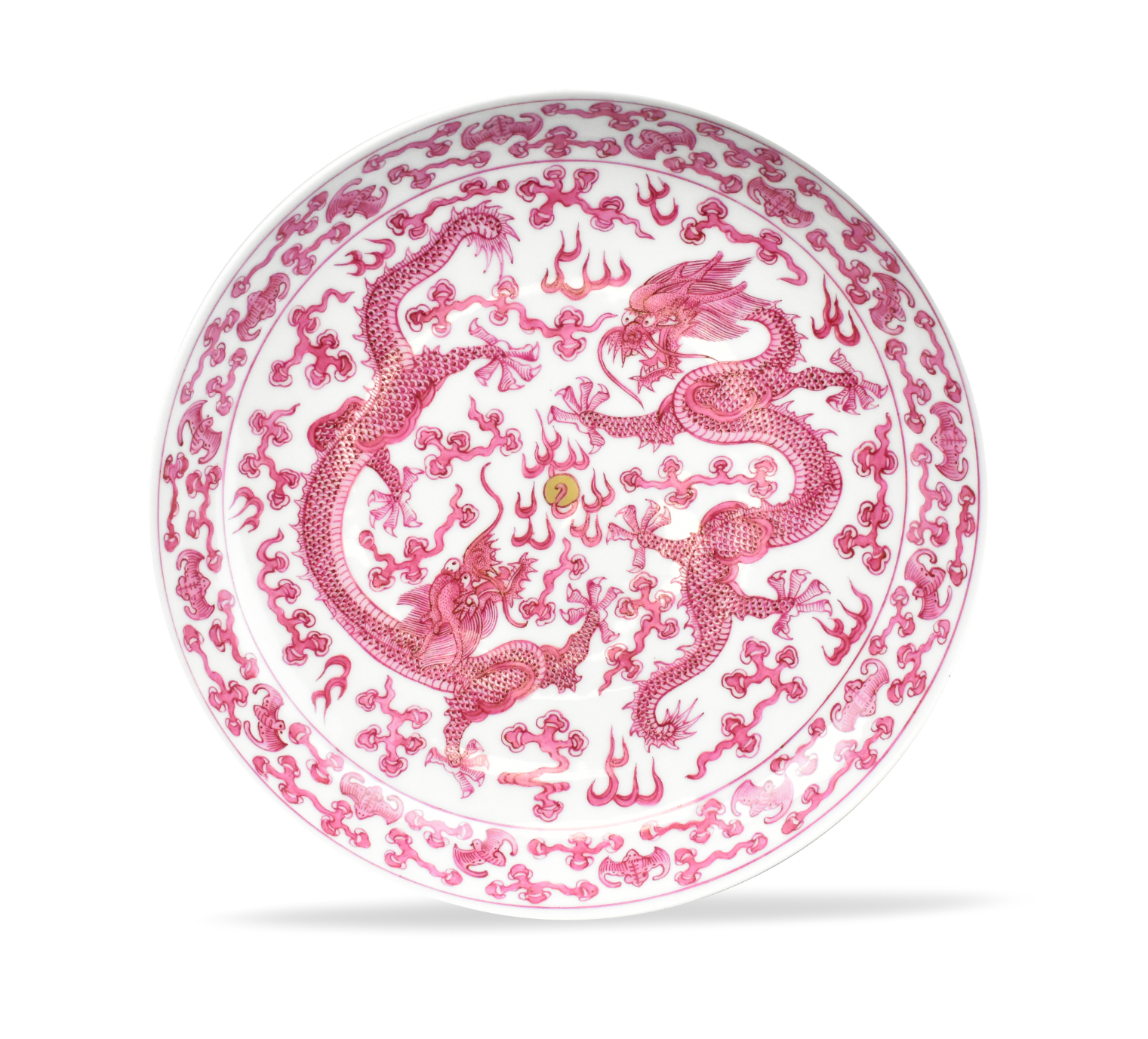 Appraisal: A Chinese carmine glazed dragon plate with a Guangxu mark