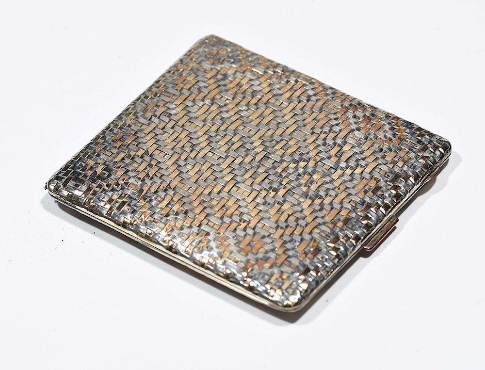 Appraisal: K sterling woven cigarette case K sterling woven cigarette case