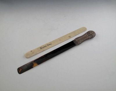 Appraisal: A late-Victorian ivory paper-knife plain form inscribed 'Fonthill Abbey' plus