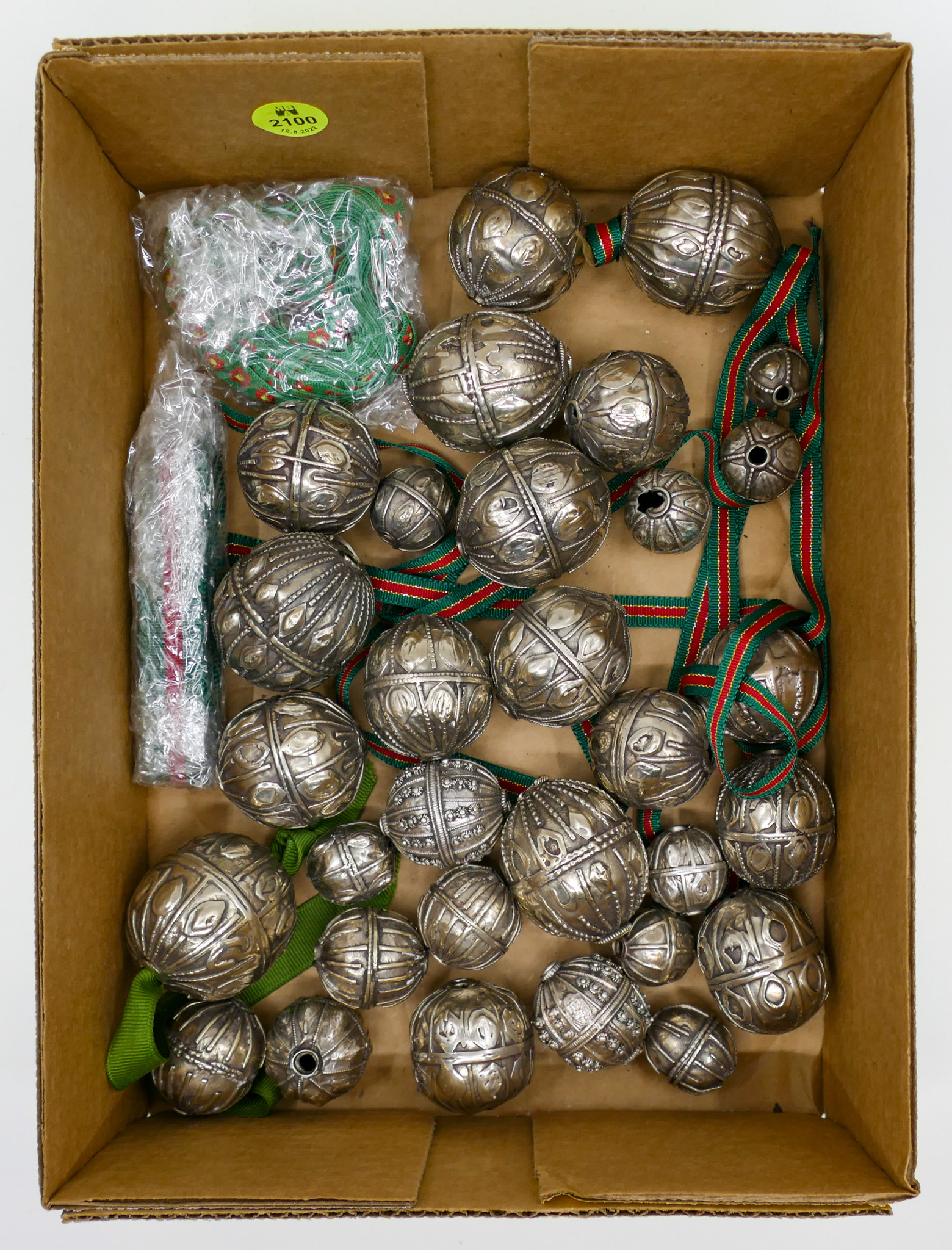 Appraisal: Box Decorated Silver Christmas Ball Ornaments