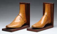 Appraisal: PAIR OF WOOD SHOE MOLD BOOKENDS A pair of right