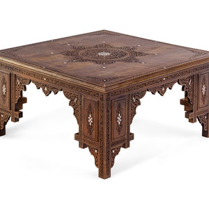 Appraisal: A Syrian Mother-of-Pearl Inlaid Low Table th Century Height x