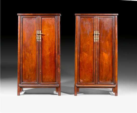 Appraisal: AN PAIR OF ELEGANT HONGMU CABINETS China th c Height