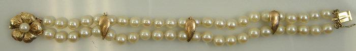 Appraisal: Double row K YG mm pearl bracelet l Estimate -