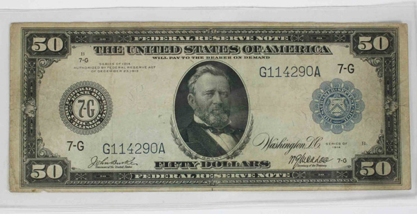 Appraisal: Large Federal Reserve Note VG condition