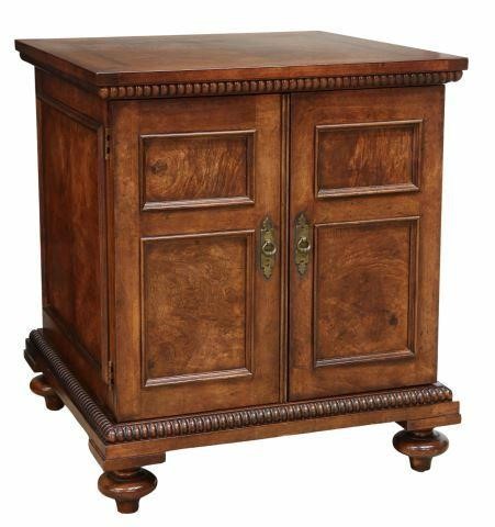 Appraisal: Oversized contemporary burlwood nightstand side cabinet late th c having