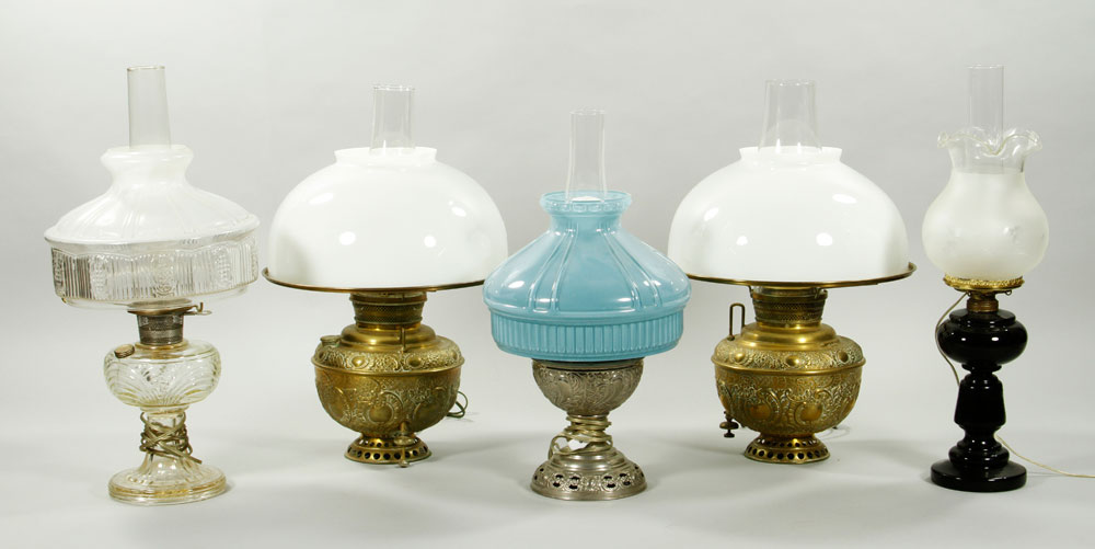 Appraisal: - th C Lamps Lot of five th century lamps