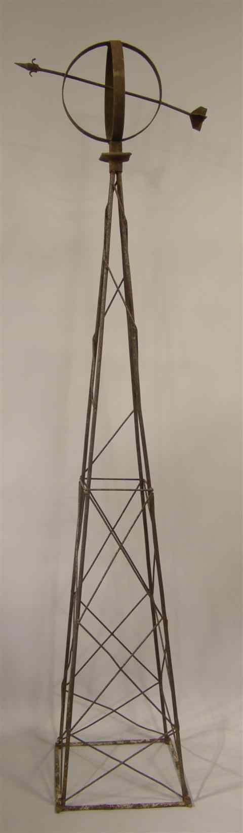 Appraisal: WROUGHT METAL GARDEN ORNAMENT cast as an armillary atop tall