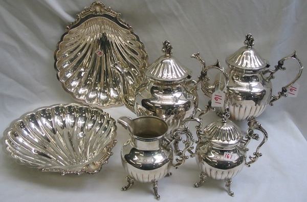 Appraisal: A FOUR PIECE ENGLISH SILVER ON COPPER TEA SET AND