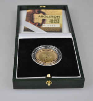 Appraisal: A boxed Royal Mint commemorative gold proof coin Abolition of