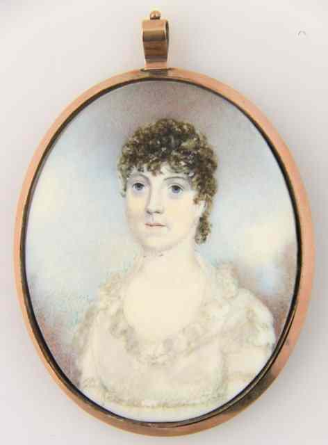 Appraisal: A th Century portrait miniature of a young lady dressed