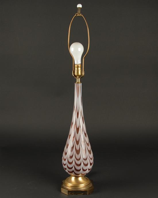 Appraisal: Italian Murano Glass Lamp Swirl motif with brass base H