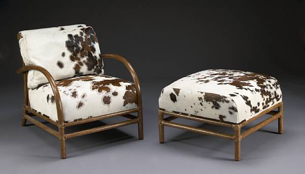 Appraisal: An O Diaz Ascuy 'Toscana' bamboo and cowhide upholstered club