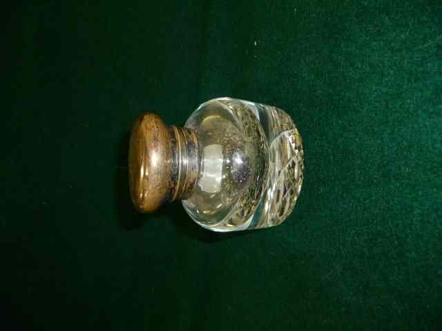 Appraisal: A VICTORIAN GLASS AND SILVER MOUNTED INKWELL