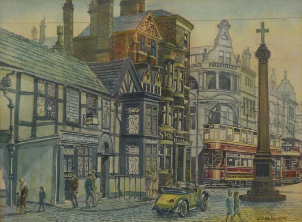 Appraisal: G D BAILEY twentieth century WATERCOLOUR Bolton Street scene Signed