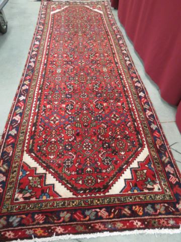 Appraisal: Hamadan Persian Handmade Rug elaborate stylized florals red field '