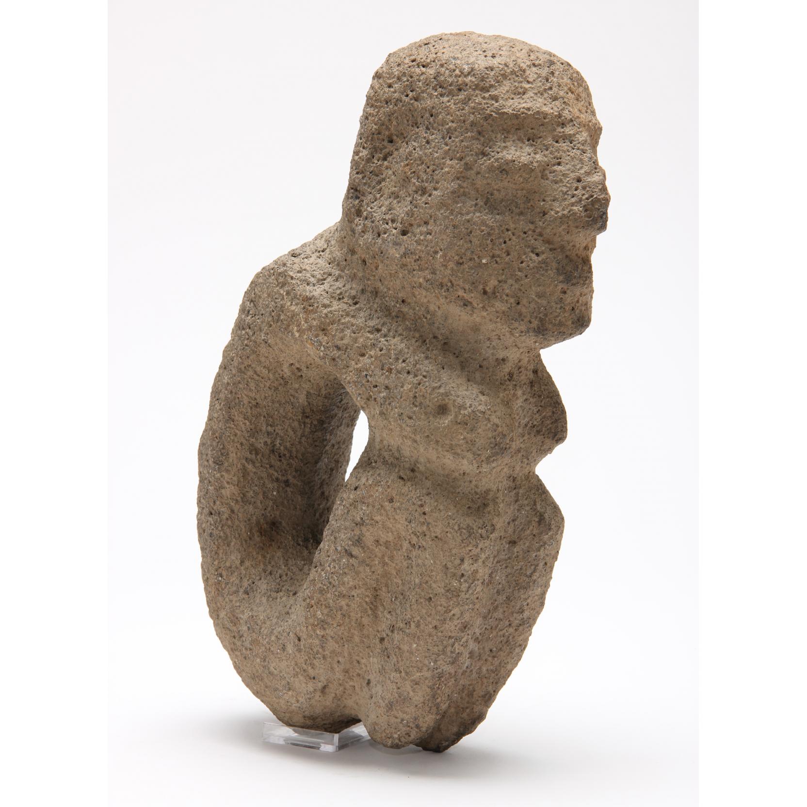 Appraisal: Pre-Columbian Seated Figure of an Emaciated Man El Salvador Mayan