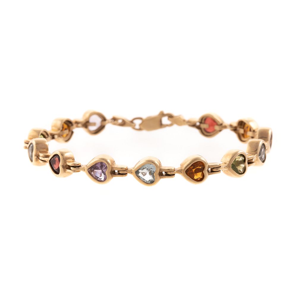 Appraisal: A Multi Gemstone Link Bracelet in K K yellow gold