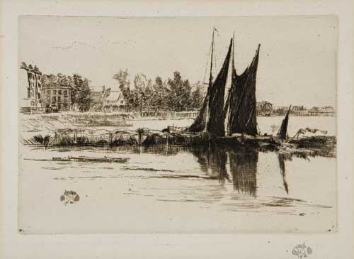 Appraisal: JAMES A M WHISTLER Hurlingham Etching and drypoint on antique