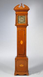 Appraisal: Thomas Mason Bucks Inlaid Oak Longcase Clock London arch-top hood