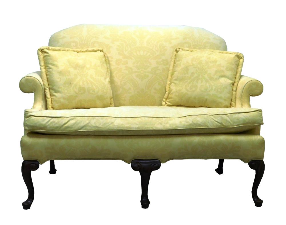 Appraisal: Love seat by Harden light upholstery with floral motif shaped