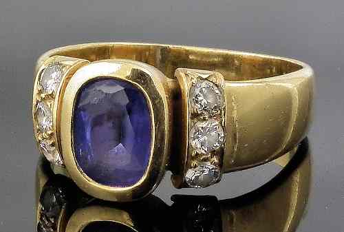 Appraisal: A modern ct gold mounted tanzanite and diamond set dress