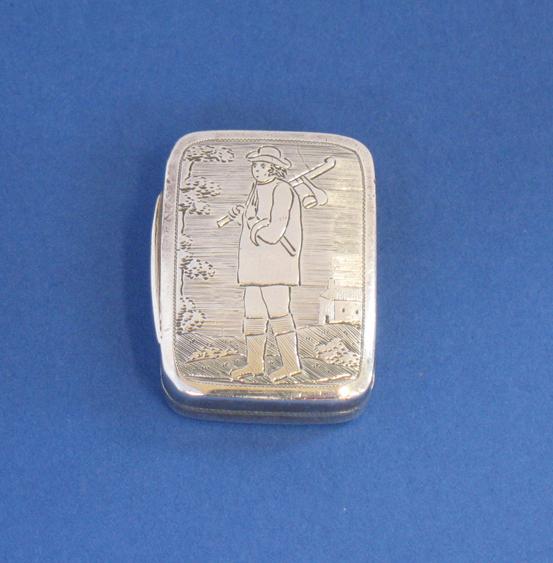 Appraisal: A GEORGE III VINAIGRETTE of rectangular form the cover engraved