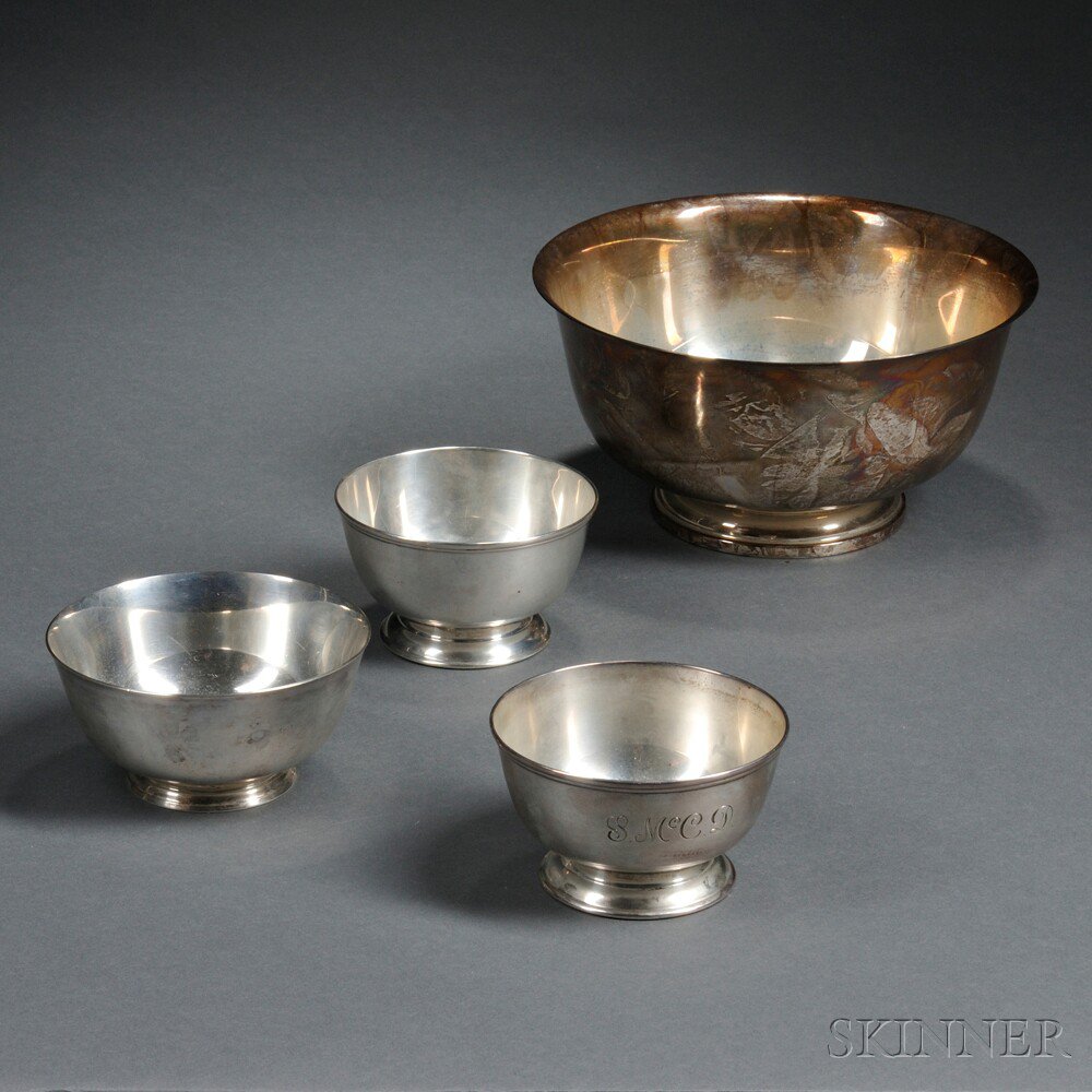 Appraisal: Four American Sterling Silver Revere-style Bowls th century two Lunt