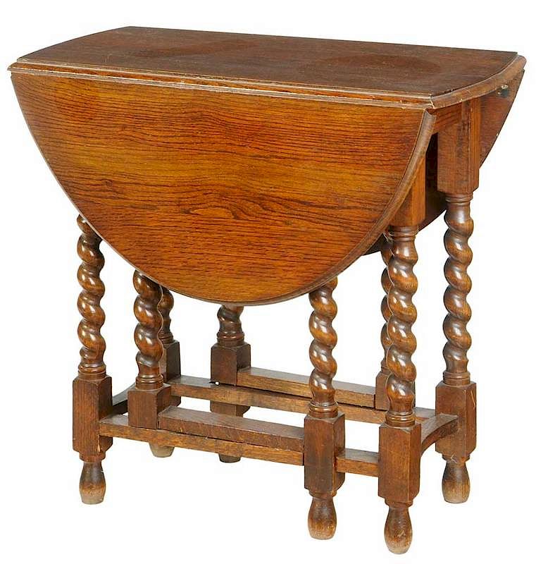 Appraisal: Jacobean Style Oak Drop Leaf Table British late th early