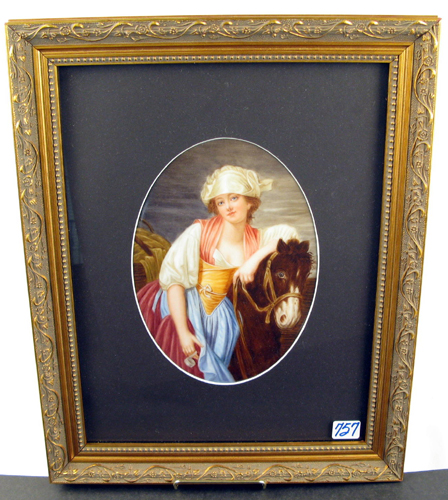 Appraisal: A BERLIN PORCELAIN OVAL PLAQUE of a young girl and