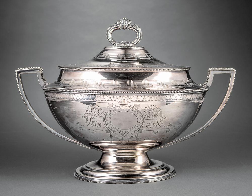 Appraisal: Antique English Silverplate Soup Tureen Boardman Glossop Sheffield late th