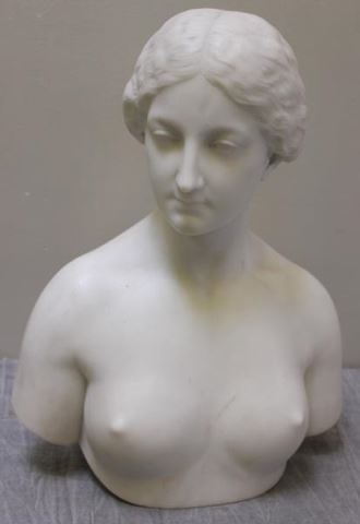 Appraisal: Antique Marble Bust of a Young Woman Inscribed J A