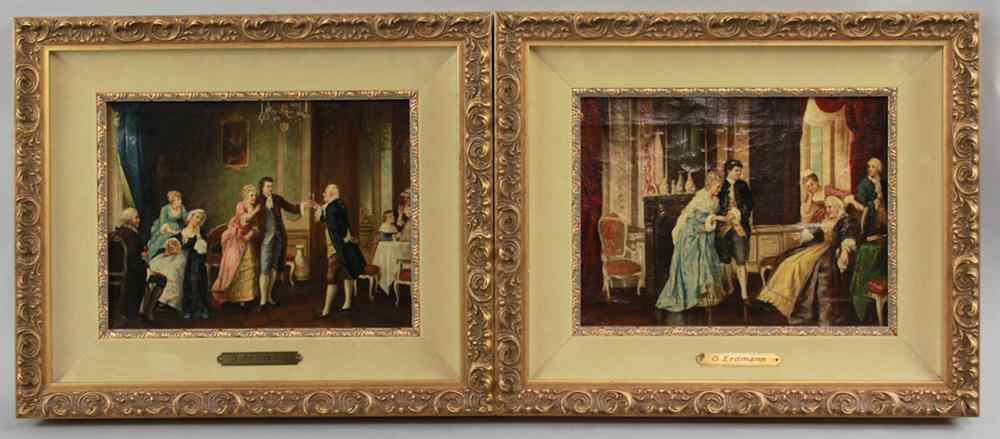 Appraisal: OTTO ERDMANN GERMAN - A PAIR OF INTIMATE INTERIORS Oil