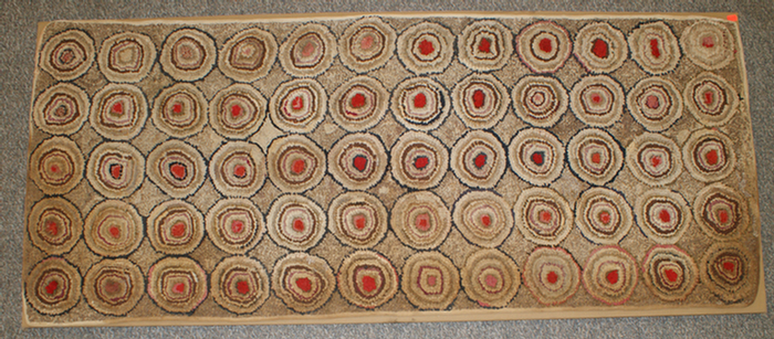 Appraisal: Circular pattern hooked rug late th c PA x conservation