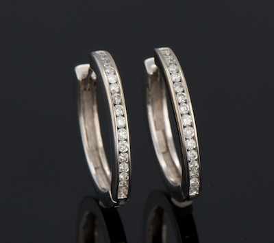 Appraisal: A Pair of Diamond Hoop Earrings k white gold hoop