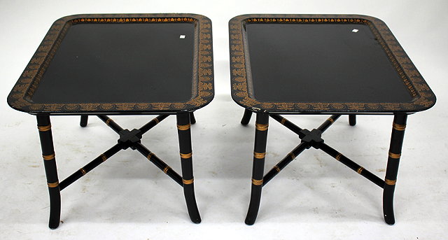 Appraisal: A PAIR OF TH CENTURY LACQUERED TRAY TOP TABLES with