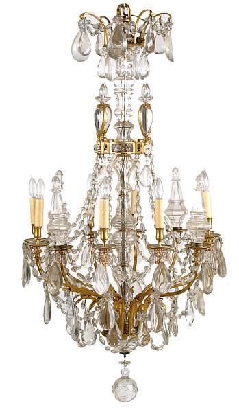 Appraisal: A Louis XVI style gilt bronze rock crystal and glass