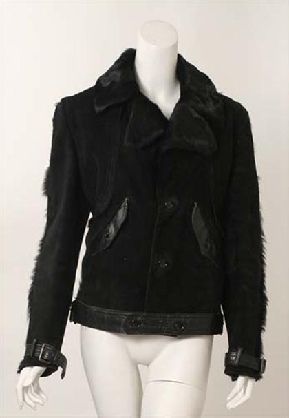 Appraisal: Black suede Saks Fifth Avenue motorcycle jacket s- s Faced