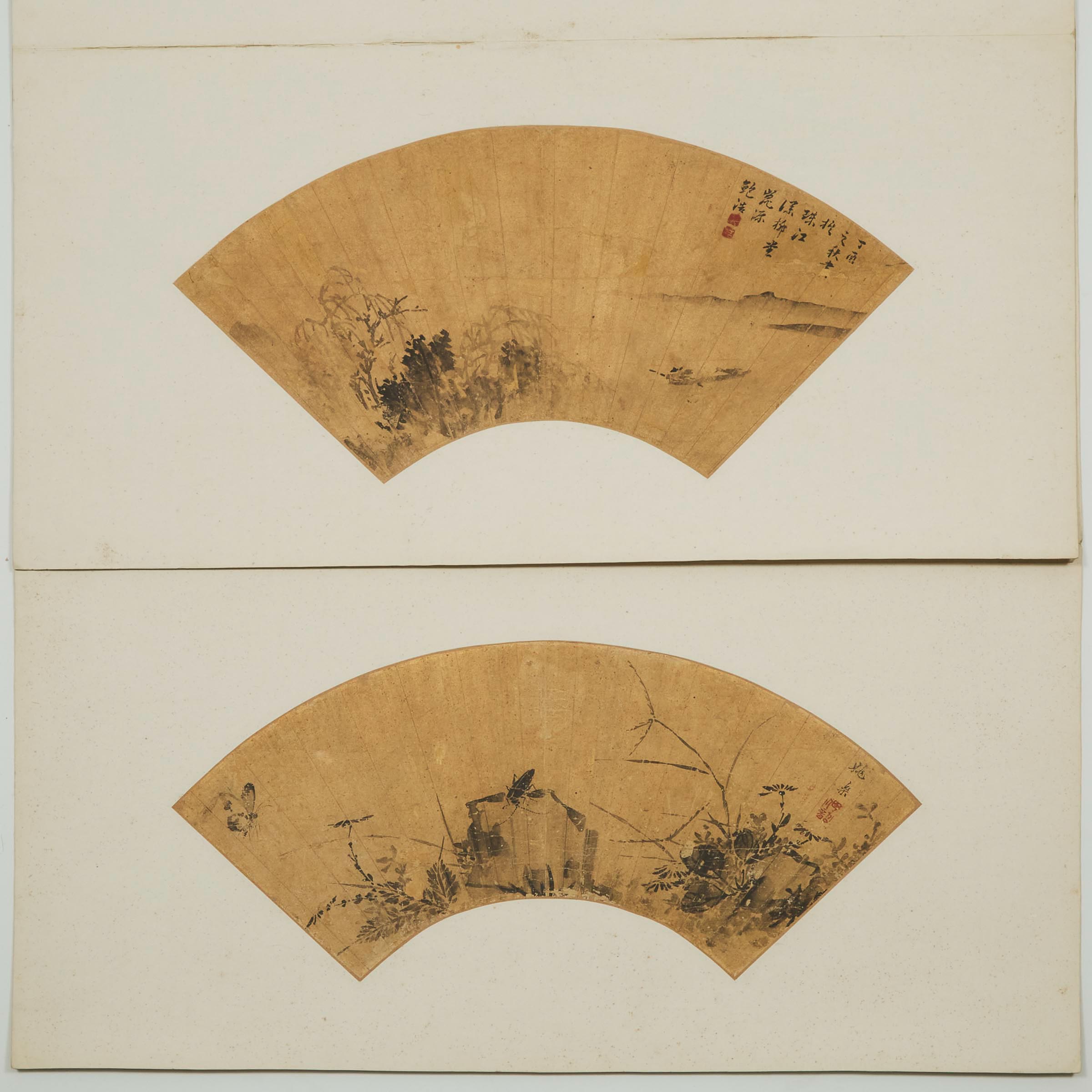 Appraisal: Yao Le and Bao Hao Two Fan Paintings Late Qing