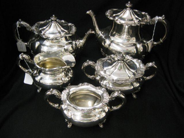 Appraisal: pc Silverplate Tea Coffee Service footed melon form ornate trim