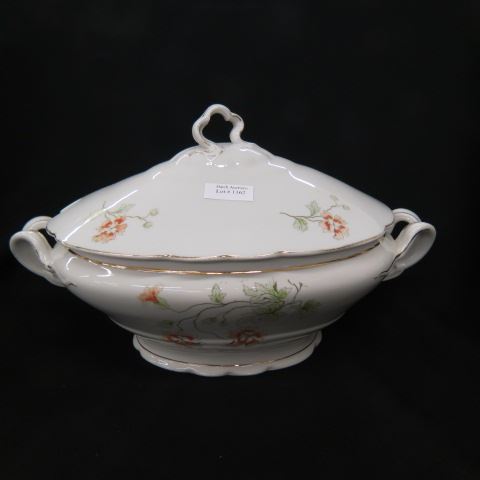 Appraisal: Fine Porcelain Soup Tureen floral handled oval x circa